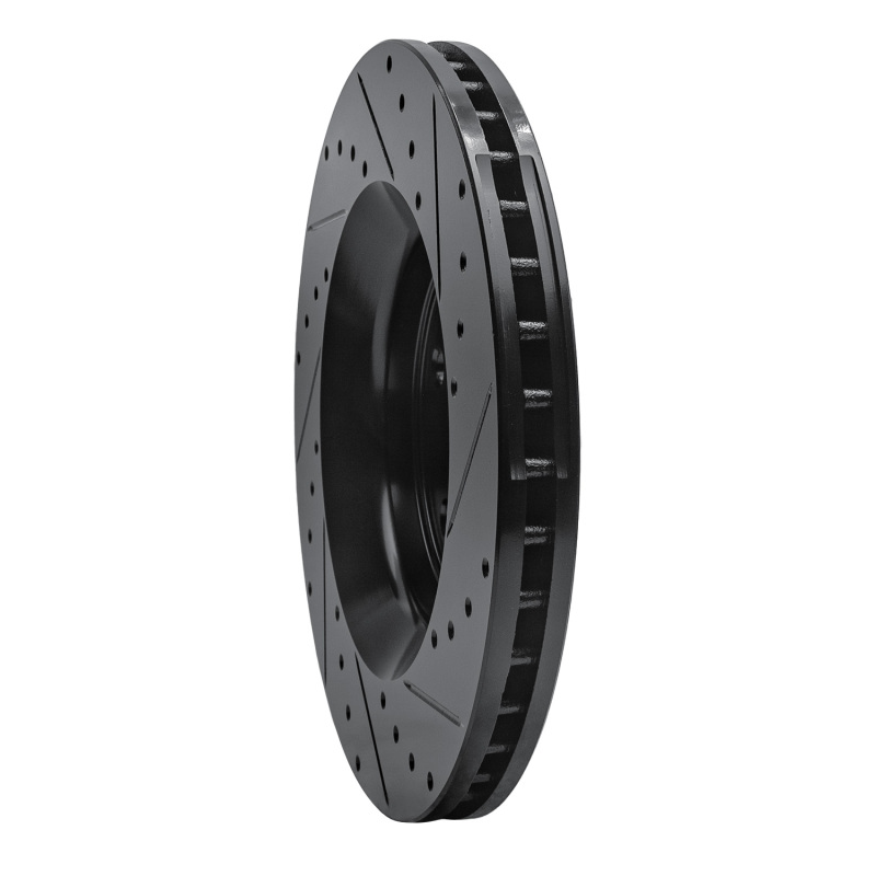 Dodge Durango Brake Rotor (1) - Front Left - R1 Concepts - Drilled & Slotted - Black - `11-`25